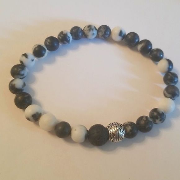 Zebra Stone Mens 8" Expansion Bracelet New Custom Made 6mm Balance Your Life - Picture 1 of 9